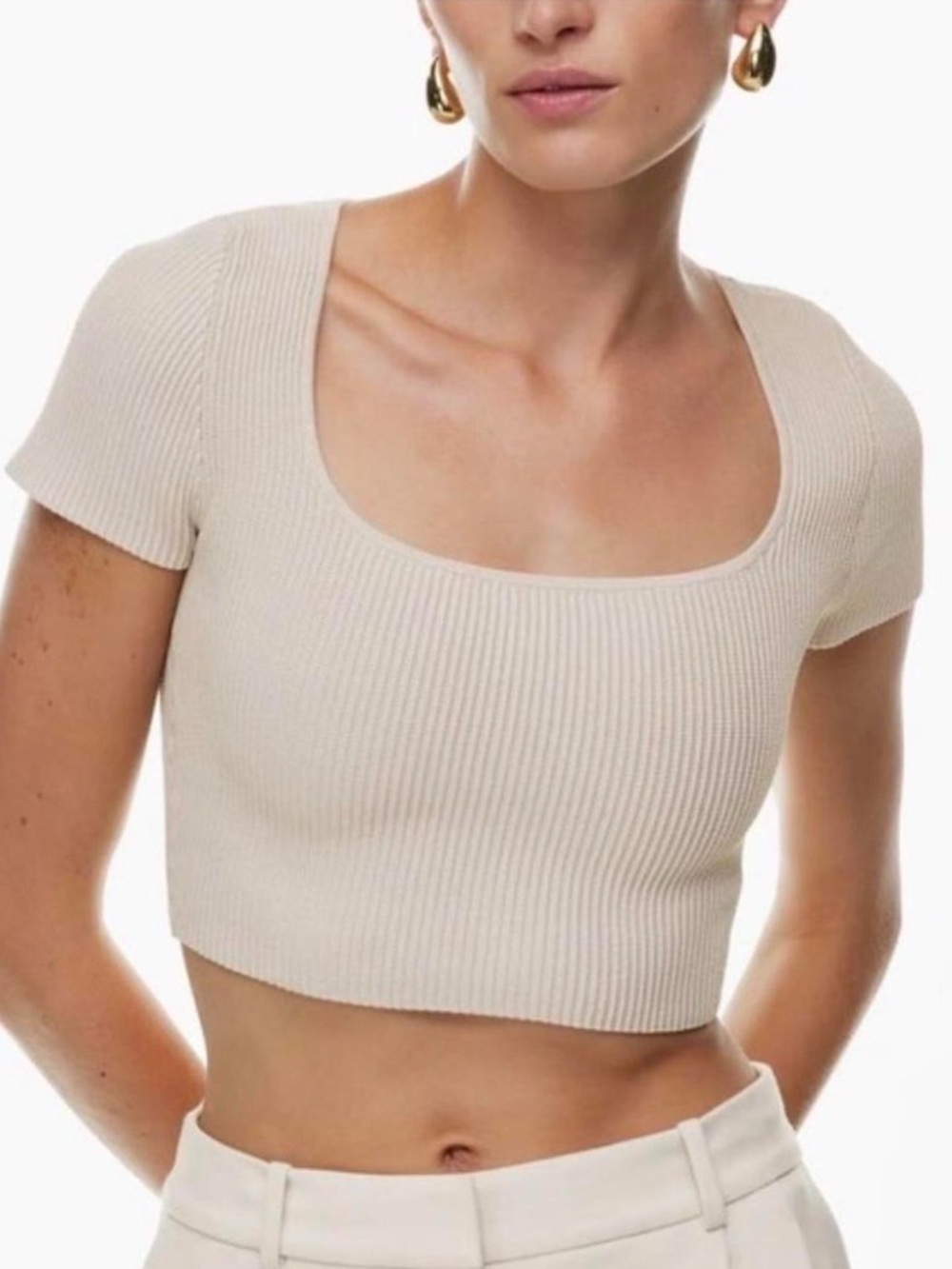 Aritzia Babaton Sculpt Knit Squareneck Ribbed Crop Top